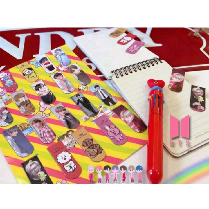 

Pembatas Buku Magnet BTS BT21 KPOP dan Karakter Kartun Boomark Paper Clip Satuan