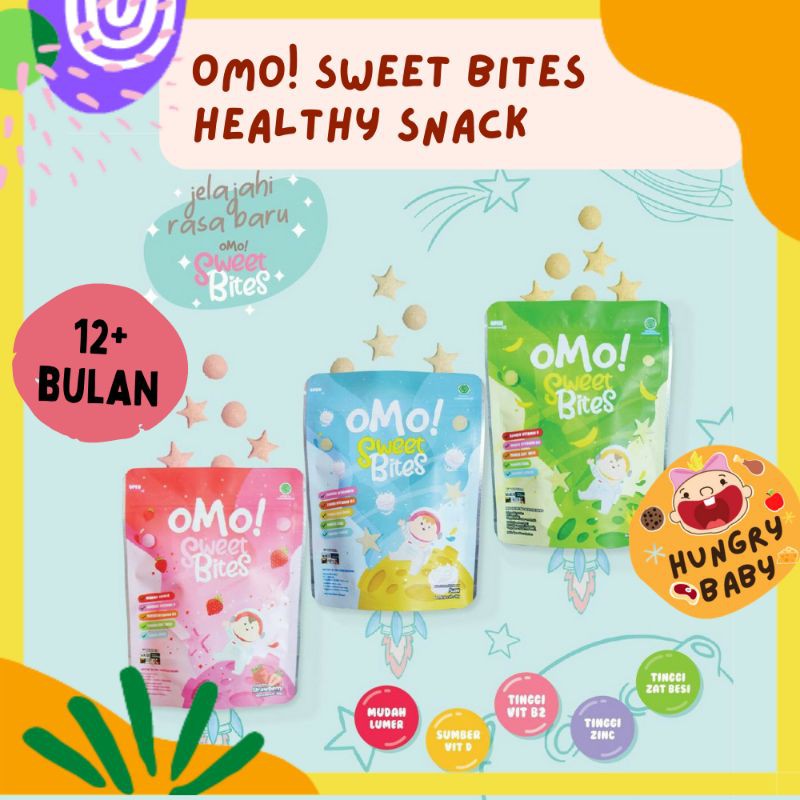 OMO! Sweet Bites 15 gram / OMO ! Healthy Snack Bite Baby 15 g / Cemilan Sehat Bayi 12 bulan+