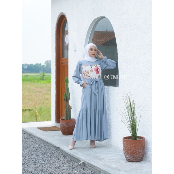 [SOMILA.ID] Peony Maxi Dress Korea Vintage Outfit Kekinian Chic Shabby