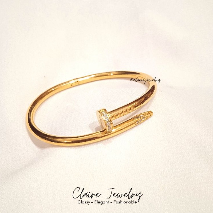 Gelang Titanium Carti*r Paku Gold - Gelang Paku Titanium - Gelang Titanium Paku - Paku Gold