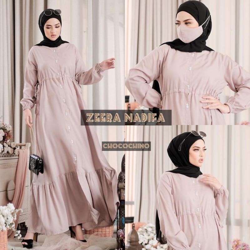 Daster arab ZEERA NADIFA Gamis Rayon Maxi Dress Kancing