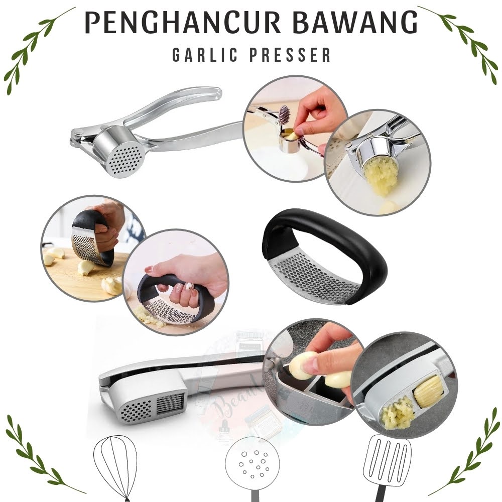Easy Stainless Steel Garlic Pressure / Alat Penghancur Bawang Manual Dengan Tangan Gepres Penggepres Penggerus Pelembut Penekan Tekan Penghalus Bawang Putih Dapur Garlic Presser