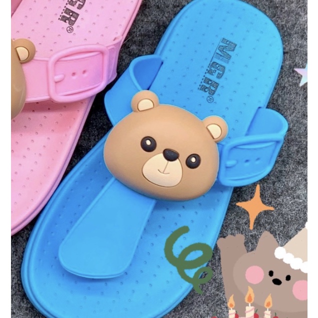 [NEW] Sandal Jepit T Kepala Bear Beruang Anak Remaja Imut Lucu Cute Impor MGR Mokaya Balance (F008) / size 24-29 | 30-35