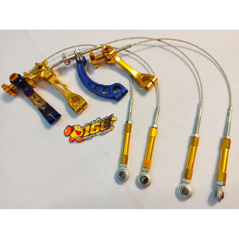 Paket paha rem twotone lengkung plus seling kawat rem belakang tuas rem tromol belakang CNC