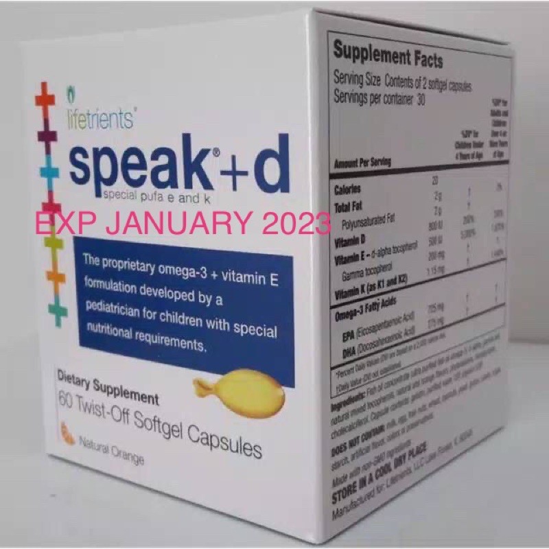 Speak +d Lifetrients Vitamin Untuk Kecerdasan Anak EXP JAN 2023