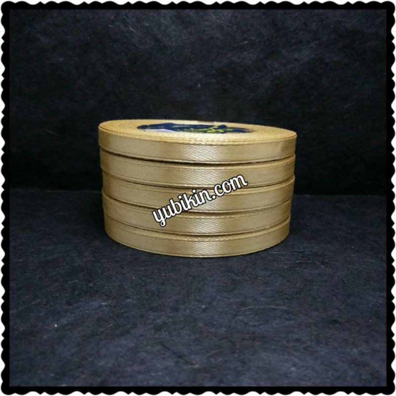 1 Roll Pita Satin 1cm Coklat Gold