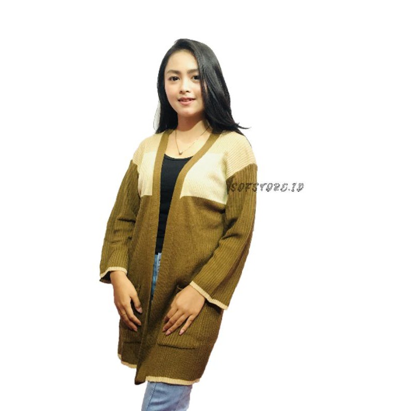 KARDIGAN BELLE RAJUT OVERSIZE /Cardigan Rajut Wanita/LONG OUTER