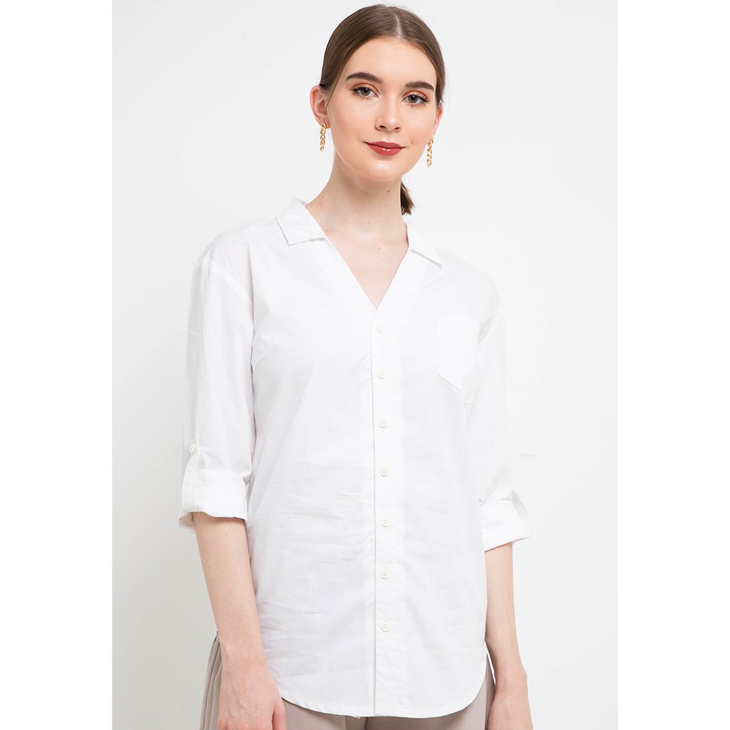 LLACES Clothing - Blouse Wanita - Classic Shirt - White