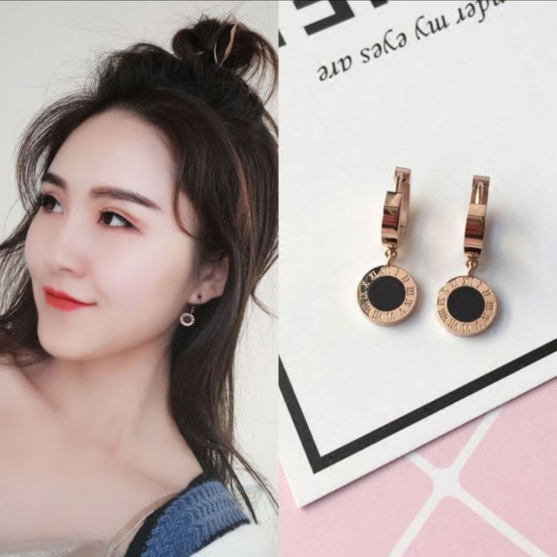 Anting Titanium Wanita Terbaru Bulgarii  Rose Gold Anti Karat selamanya Anting Wanita Kekinian Mewah Terbaru Terlaris