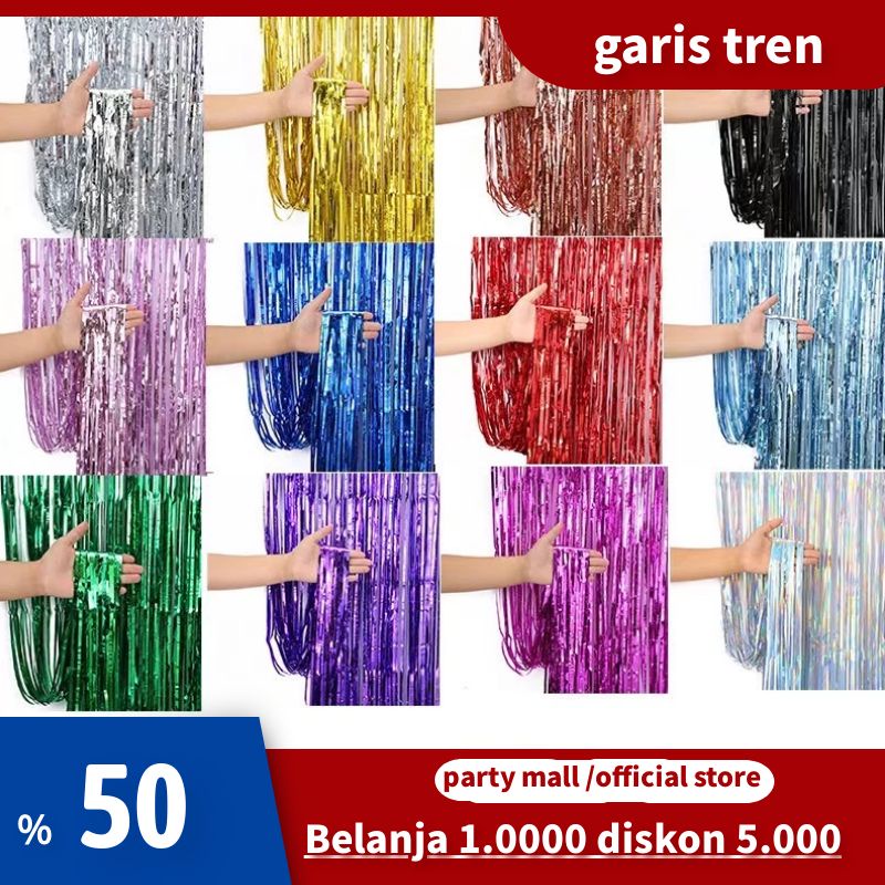 1*2 m warna-warni dekorasi ulang tahun hujan tirai pesta pernikahan dekorasi pesta tirai hujan