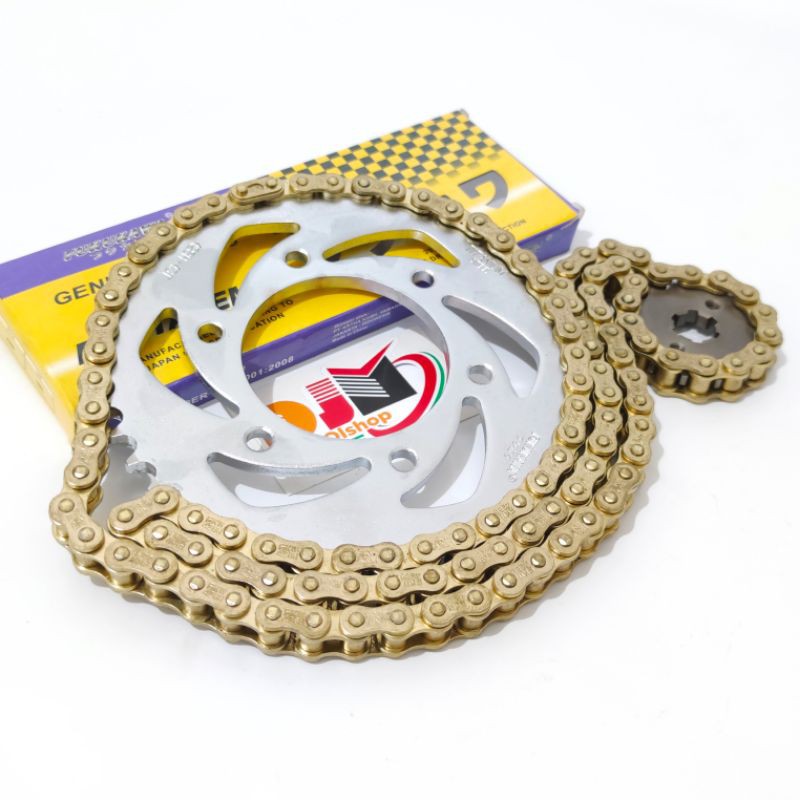 GEAR SET/GEAR PAKET RANTAI GOLD FUKUKAWA 428H JAPAN QUALITY VIXION NEW SCORPIO R15V1 V2 V3 BYSON DLL