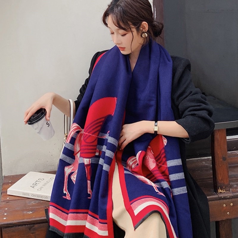 Scarf cashmere musim dingin syal winter wanita panjang long horse hs import hangat