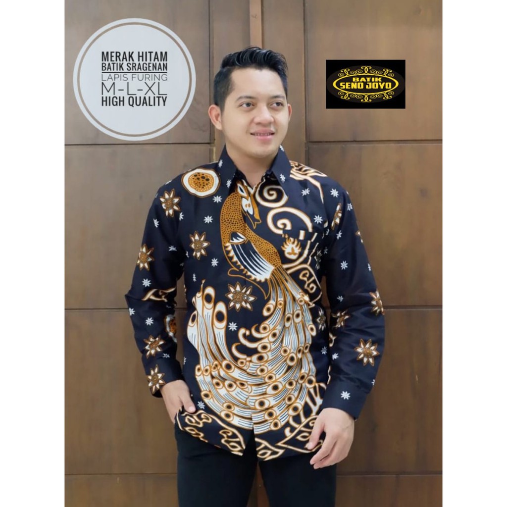 MERAK HITAM Kemeja Batik Pria Full Furing Bahan Katun Sragenan