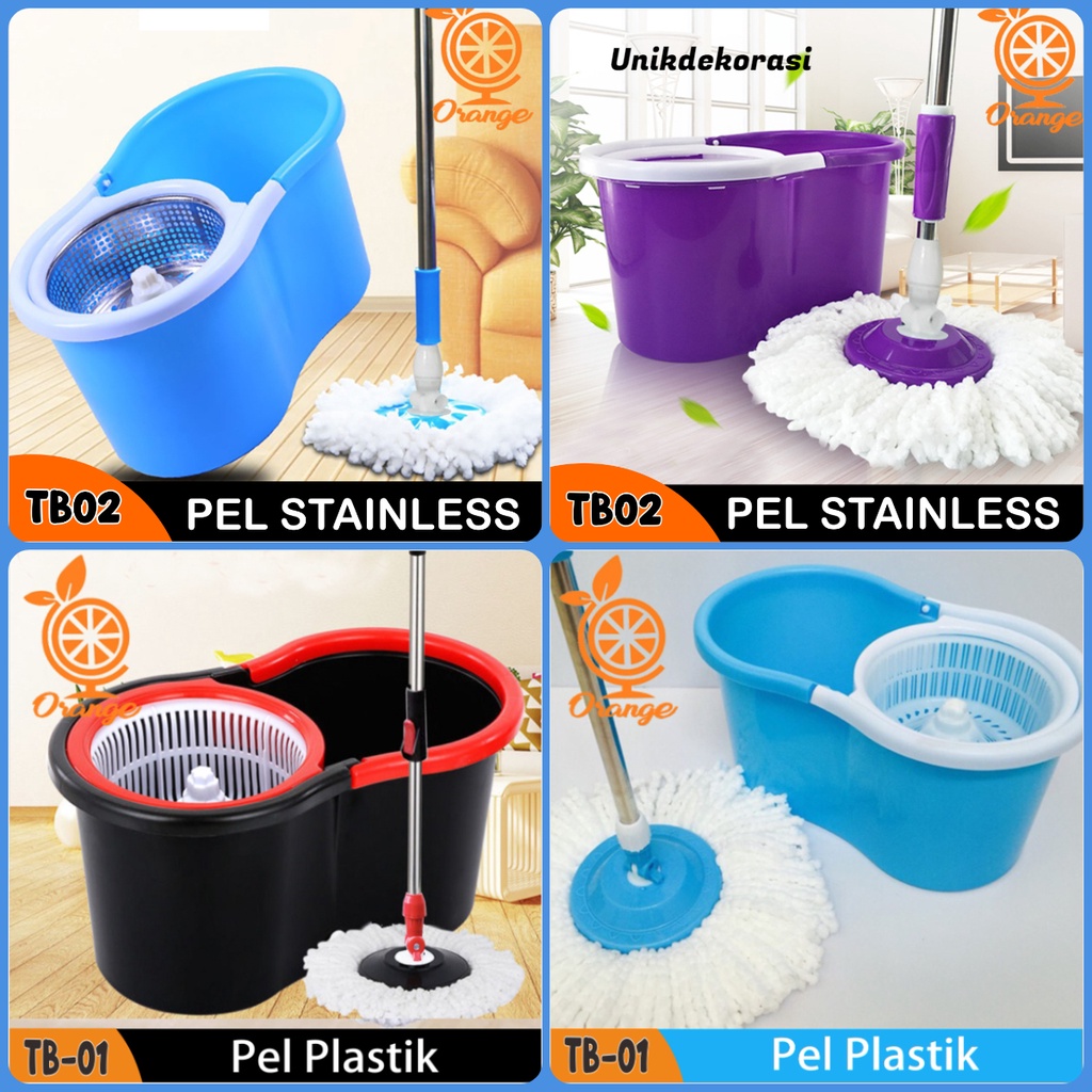 Alat Pel Lantai Ultra Pel putar serbaguna spin mop 2 kain pel plastik - Unikdekorasi