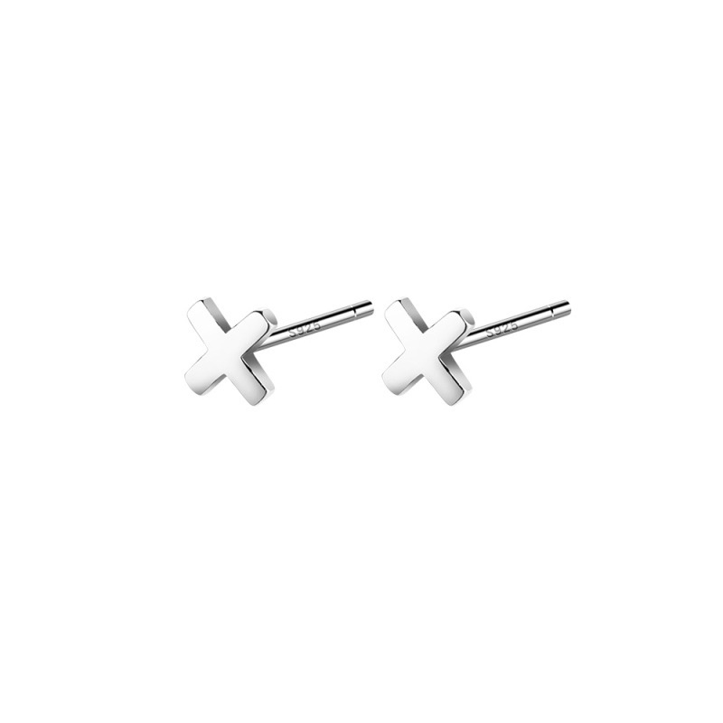Roselife [1 Pair] S925 Silver Hypoallergenic ➕ Plus Cross Small Stud Earrings