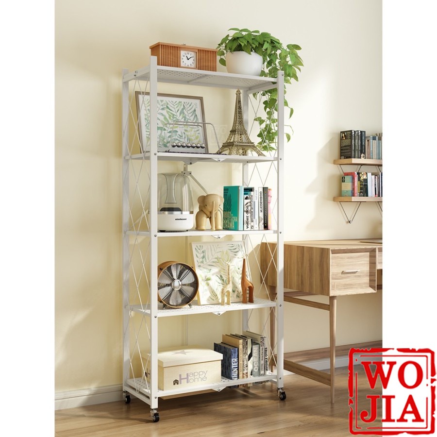 Rak Lipat Portable Tingkat Penyimpanan Dapur Serbaguna Tanpa Instalasi