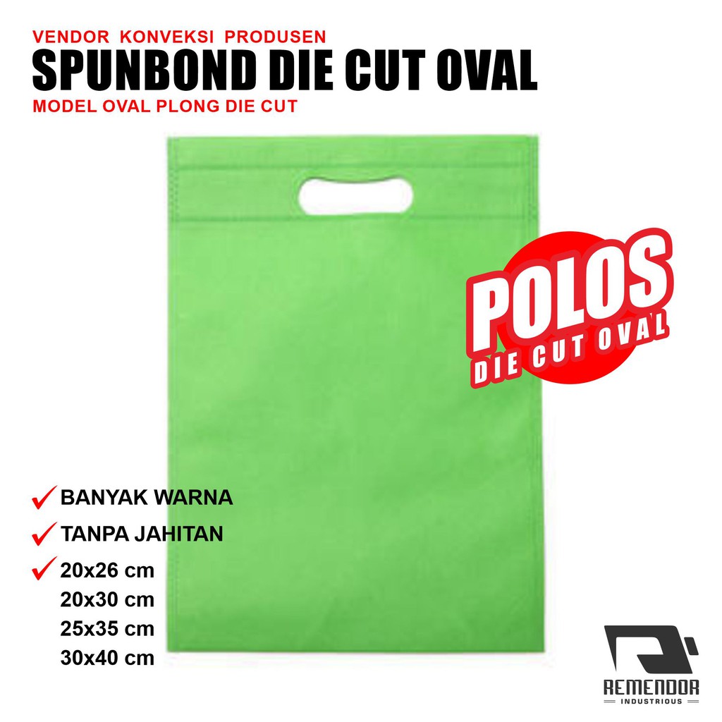 

Tas Souvenir Spunbond Promosi Polos Goodiebag Totebag Model Oval Die Cut Plong Murah Promo REMENDOR