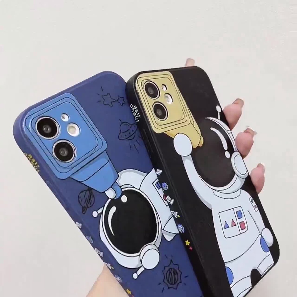 Kartun Astronot Sisi Lurus Casing Ponsel untuk iPhone 12 Pro Max 6 6S 7 7 Plus iPhone X XR XS Max Soft Case Fashion Kreatif Tiga Dimensi Casing Pelindung untuk iPhone 11 Pro Max