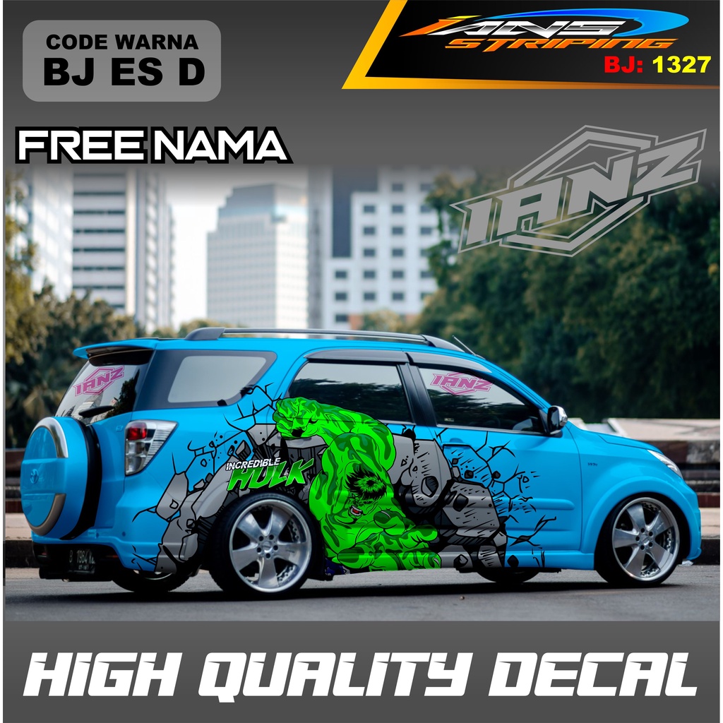 STIKER DECAL MOBIL TERIOS MOTIF HULK / DECAL STICKER MOBIL AVANZA INNOVA XENIA / STIKER MOBIL TERMURAH