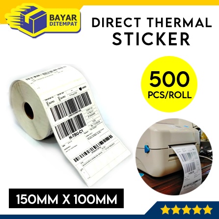 Kertas Label Pengiriman Direct Thermal Sticker Barcode 500 Pcs Lembar A6 100x150mm Online Shop Paket