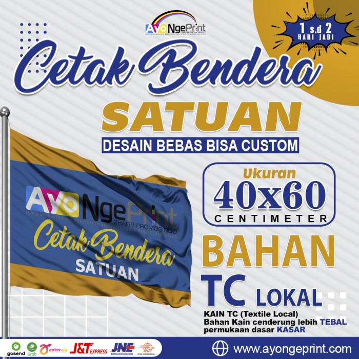 Jual Turun Harga Bikin Bendera Custom Kain Tc Lokal Satuan Uk X Cm Full Color Ar