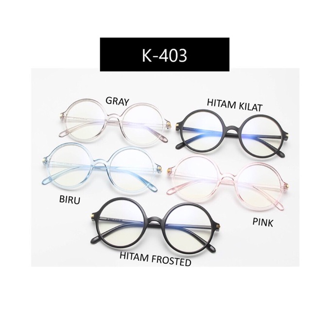 Kacamata Frame Plastik Bulat K403
