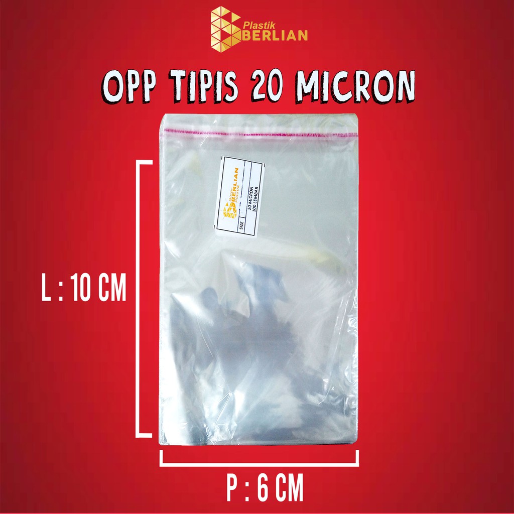 

6 x 10 cm Plastik OPP TIPIS (100 lbr) (lem/seal)
