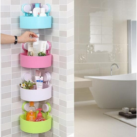 RAK SUDUT KAMAR MANDI SERBAGUNA TANPA BOR TANPA PAKU / RAK SABUN SHAMPOO / BATHROOM RACK