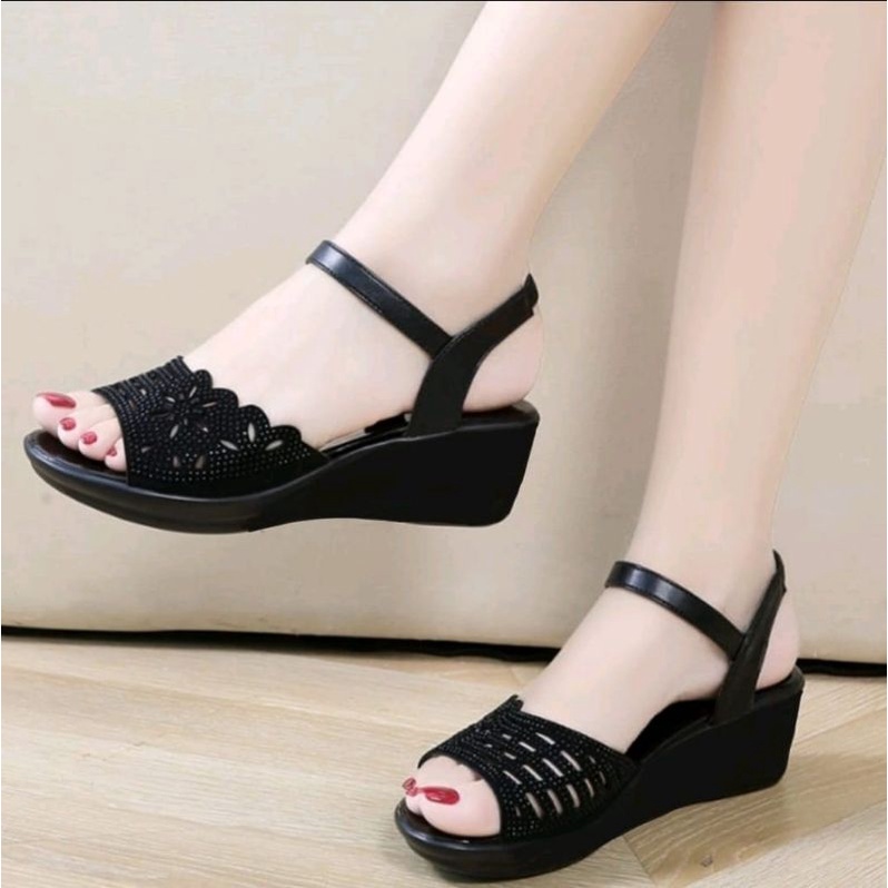 ABBUSHOES Nn 27 wedges sol karet  pasir tali mochi-mochi 5cm