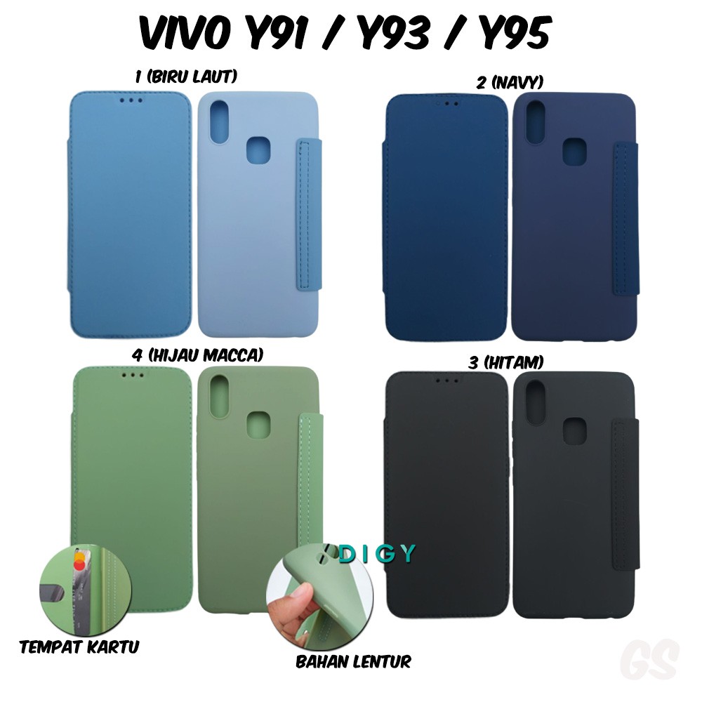 Spesial Murah import Casing VIVO Y91 = Y95 Flip Cover Candy  Polos Standing Case