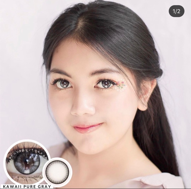 Kawaii pure brown &amp; gray grey softlens silicone hydrogel original korea