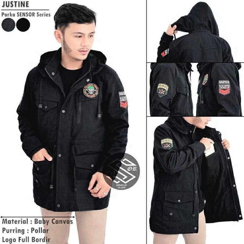 JAKET PARKA JUSTINE SNSR ALLSIZE L FIT XL JAKET PARKA PRIA EMBLEM BORDIR JAKET PRIA ORIGINAL JAKET P
