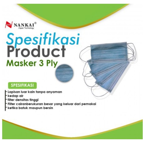 Masker Nankai 3 Ply Isi 50 Pc / Disposable Face Mask 3 Ply