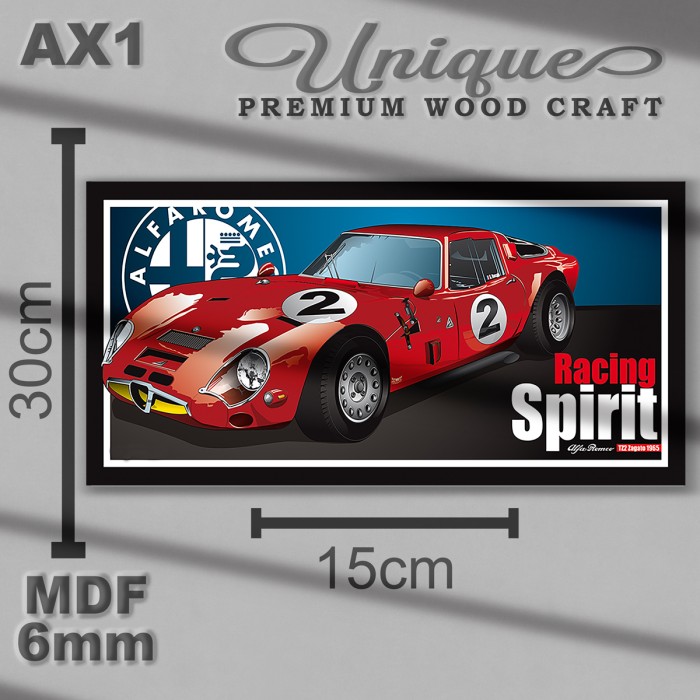 UNIQUE Poster Kayu Hiasan Dinding Mobil Racing Spirit TZ2 ZAGATO 1965