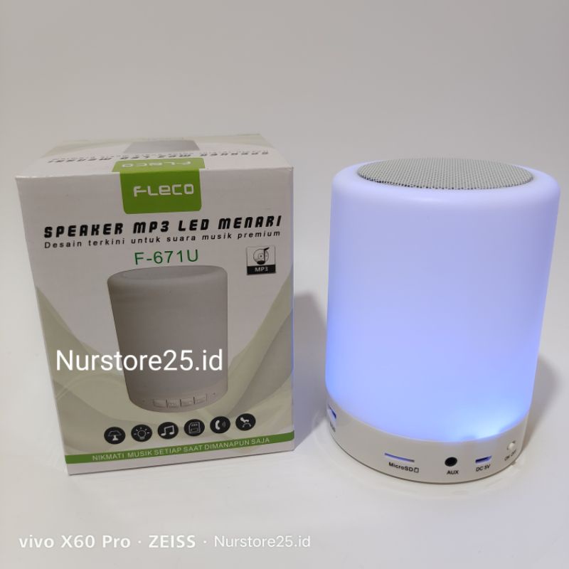 Speaker Bluetooth FLECO MP3 LED  F-671U Super Bass/Musik Box Bluetooth Full Bass FLECO Wireless/Lamp