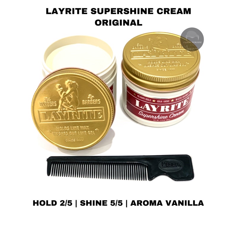 POMADE LAYRITE SUPER SHINE / SUPERSHINE WATERBASED 4oz | FREE SISIR UNBREAKABLE