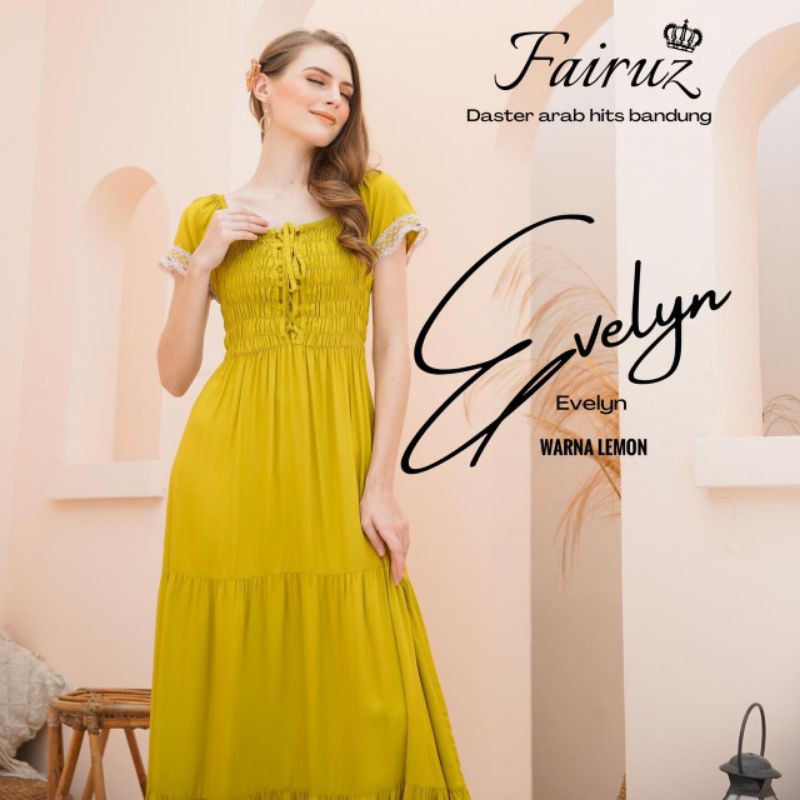 Daster Arab FAIRUZ EVELYN Long Dress Rayon sabrina Top crop super klok