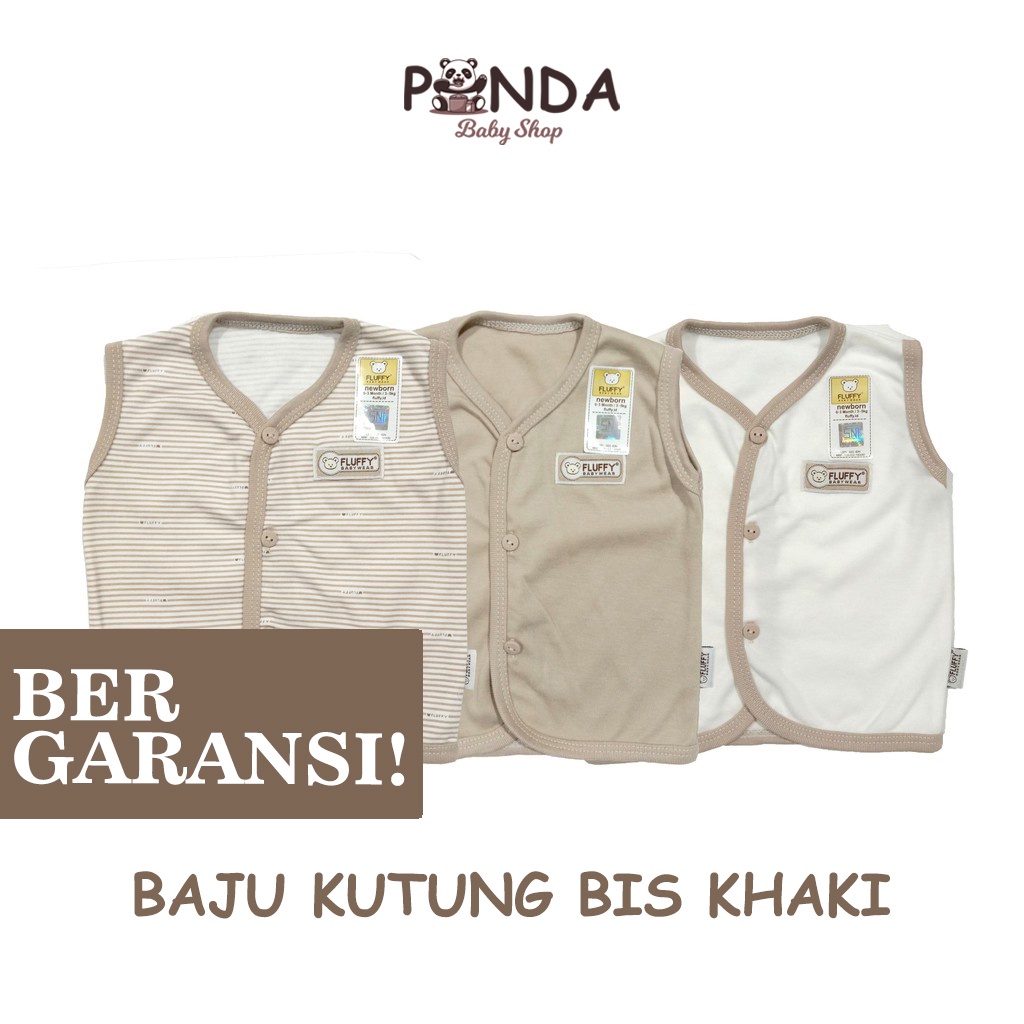 Fluffy Baby Baju Kutung Bis Khaki (Isi 3) NB - Pakaian Baby Paket Baju Bayi Fluffy Kutung Baru Lahir