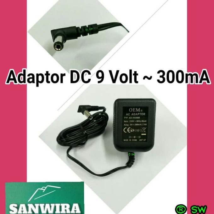 Adaptor 9 Volt Dc ~ 300Ma "Oem" - 230 V ~ 50 Hz 40Ma