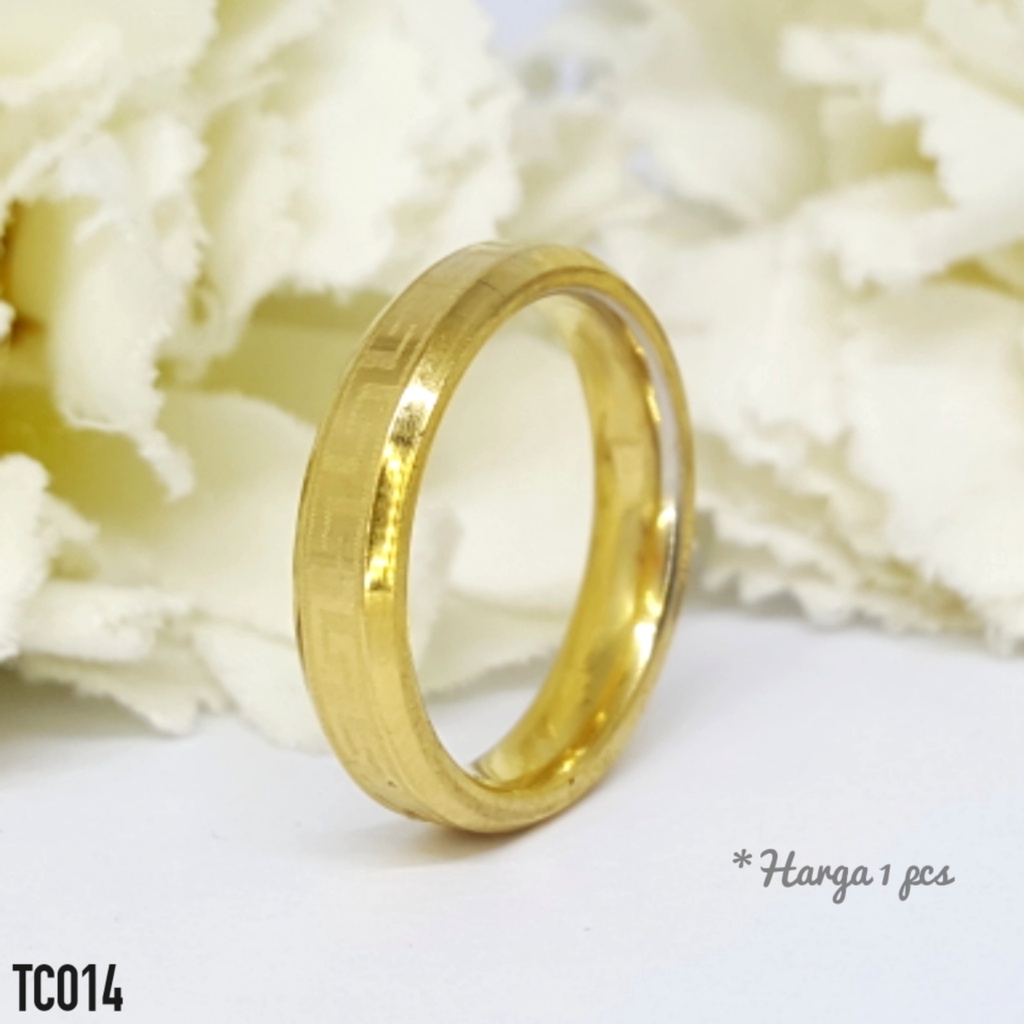 PGX Cincin Titanium Couple Emas Tunangan Aksesoris Fashion Perhiasan Anti Karat - TC014