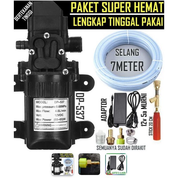 Paket Lengkap Super Hemat Dp537 4lpm 5 Bar 100psi - Selang Serat