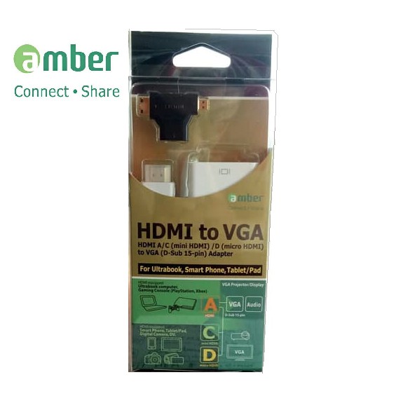 Amber HM-VGA2 Adapter HDMI To VGA + Mini HDMI And Micro HDMI