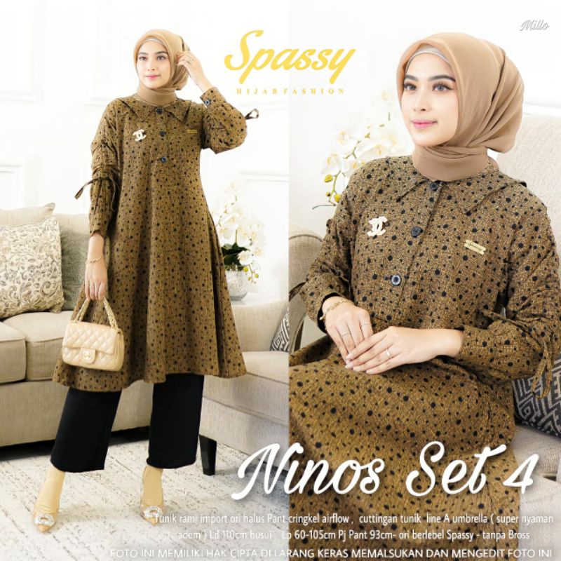 [RESTOCK] NINOS SET #4 ORI SPASSY // ONE SET KULOT TERBARU SETELAN TUNIK RAMI MIX AIRFLOW