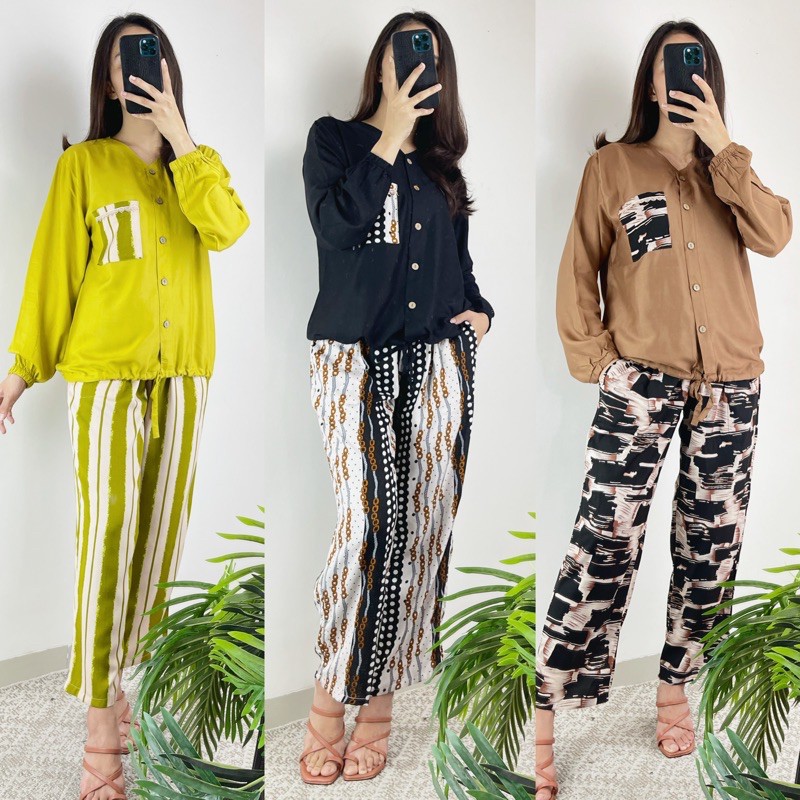 Terbaru  Dolce Nagita Set - Setelan Piyama Tangan Panjang Busui By DolceDress