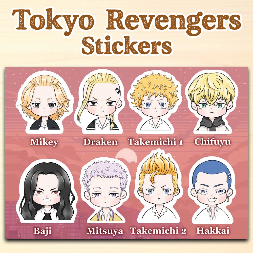 Tokyo Revengers Sticker Sheet Stiker Waterproof Anti Air TokRev Chibi Stickers Toman Manji Gang Mikey Draken Takemichi Baji Chifuyu Kazutora Mitsuya Hakkai Anime