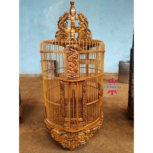 sangkar anis merah ukiran naga, sangkar anis merah jati