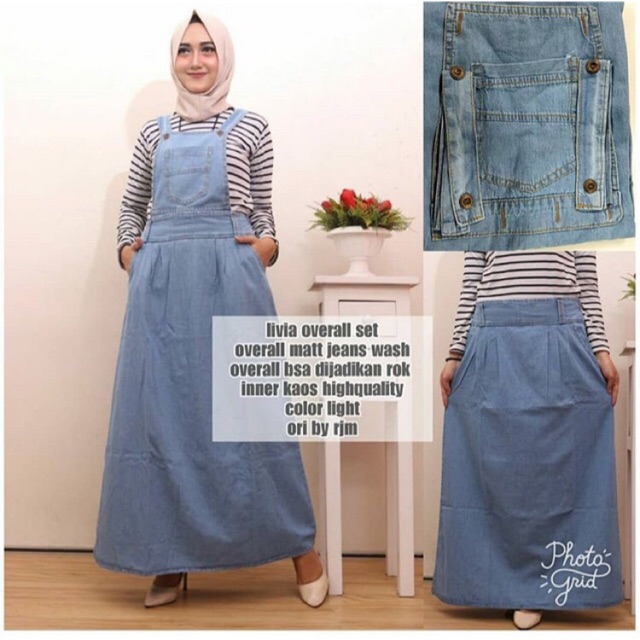 LIVIA OVERALL LIVIA JEANS OVERALL JEANS ROK OVERALL BLUE JEANS OVERALL 2 IN 1 ROK OVERALL ROK SET