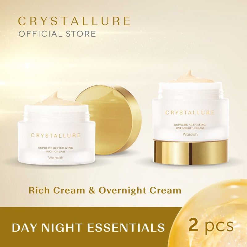 Wardah Crystallure Day night essentials (krim pagi, krim malam anti-aging, 2pcs)