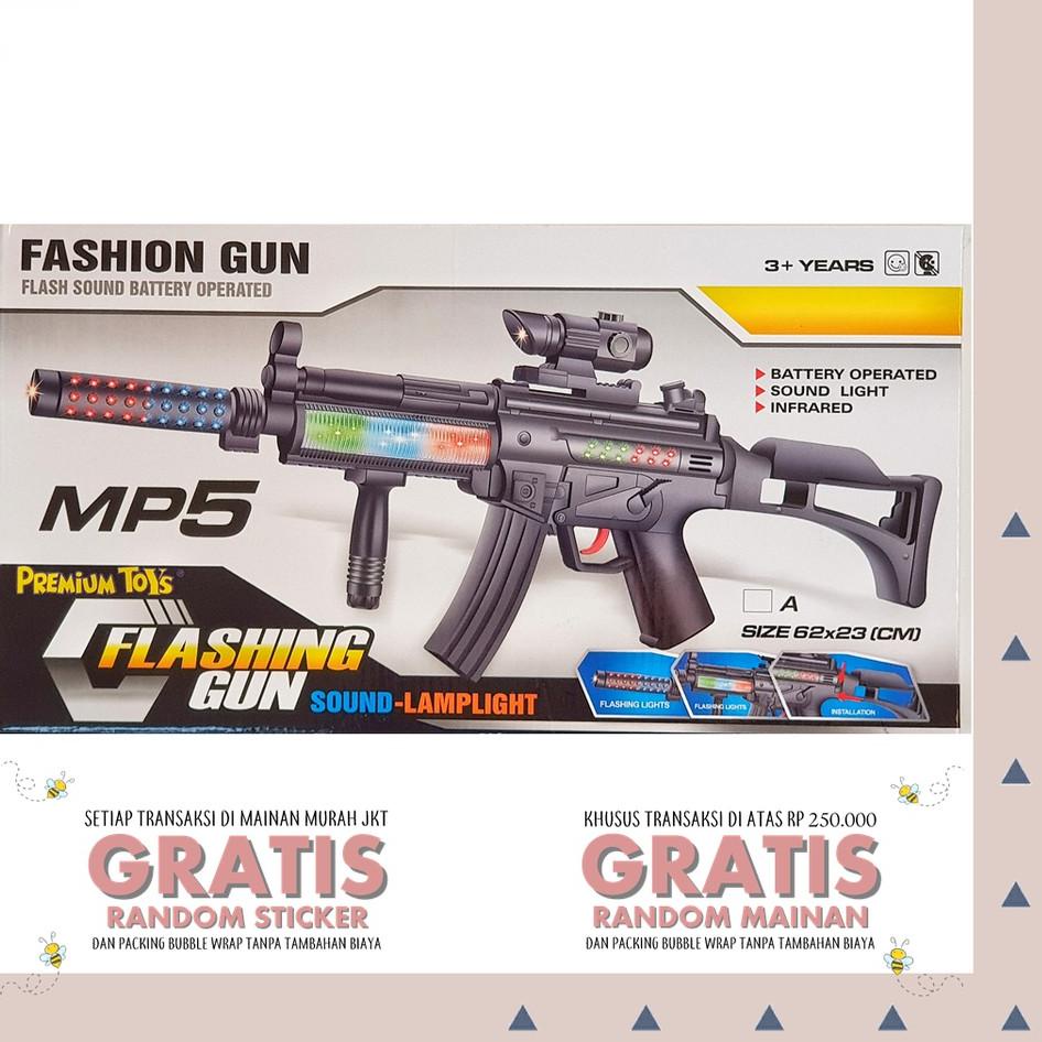 (jxyd -13) MAINAN ANAK TEMBAK TEMBAKAN MP5 GUN FLASHING GUN BESAR 740DLGH