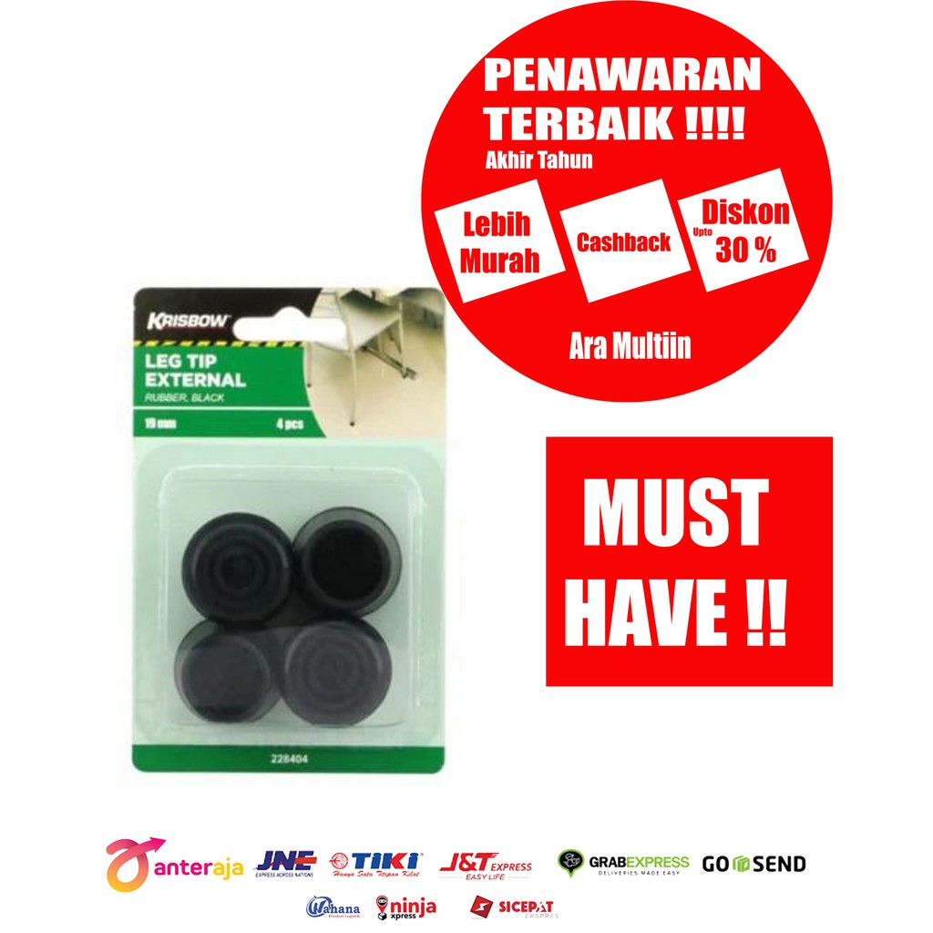 Krisbow Alas Kaki Bantalan Karet Meja Dan Kursi 1.9 Cm 4 Pcs
